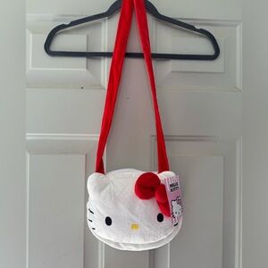 Sanrio Hello Kitty White and Red Plush Crossbody Shoulder Bag